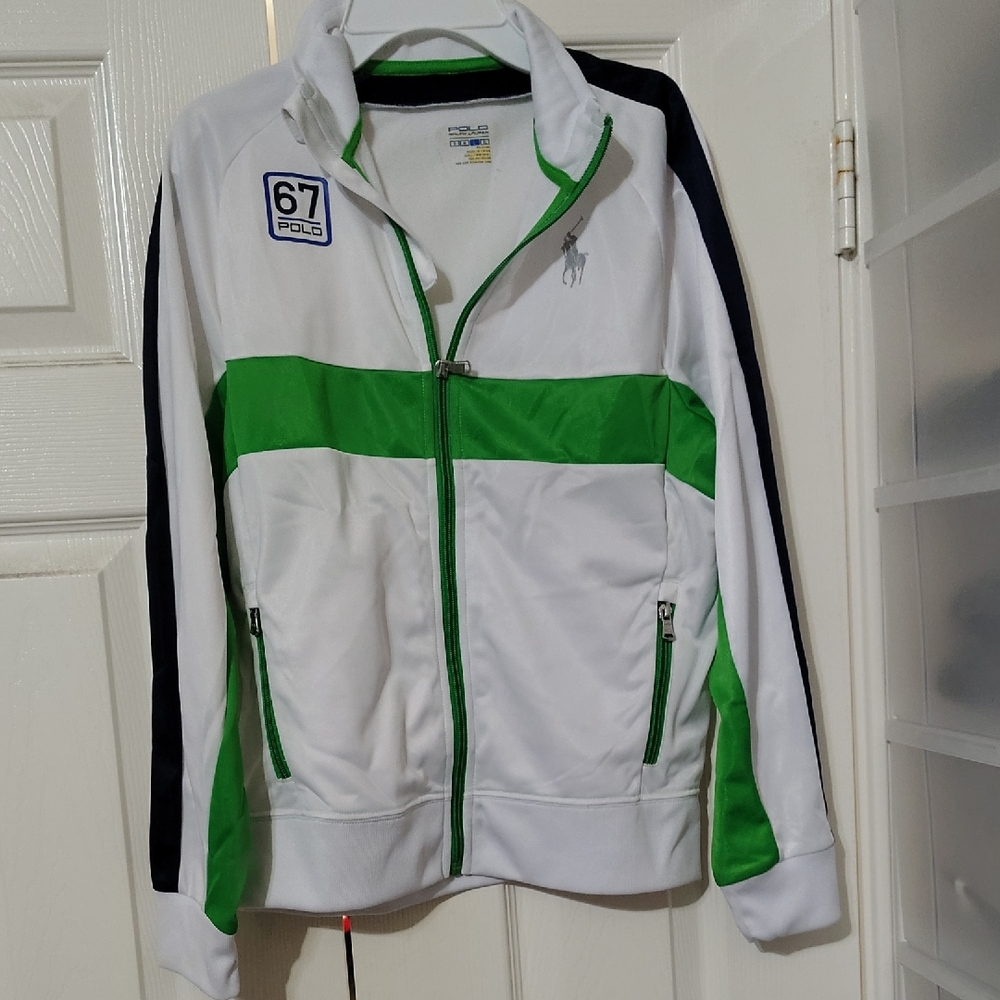 Polo by Ralph Lauren White and Green Zip-Up Jacket